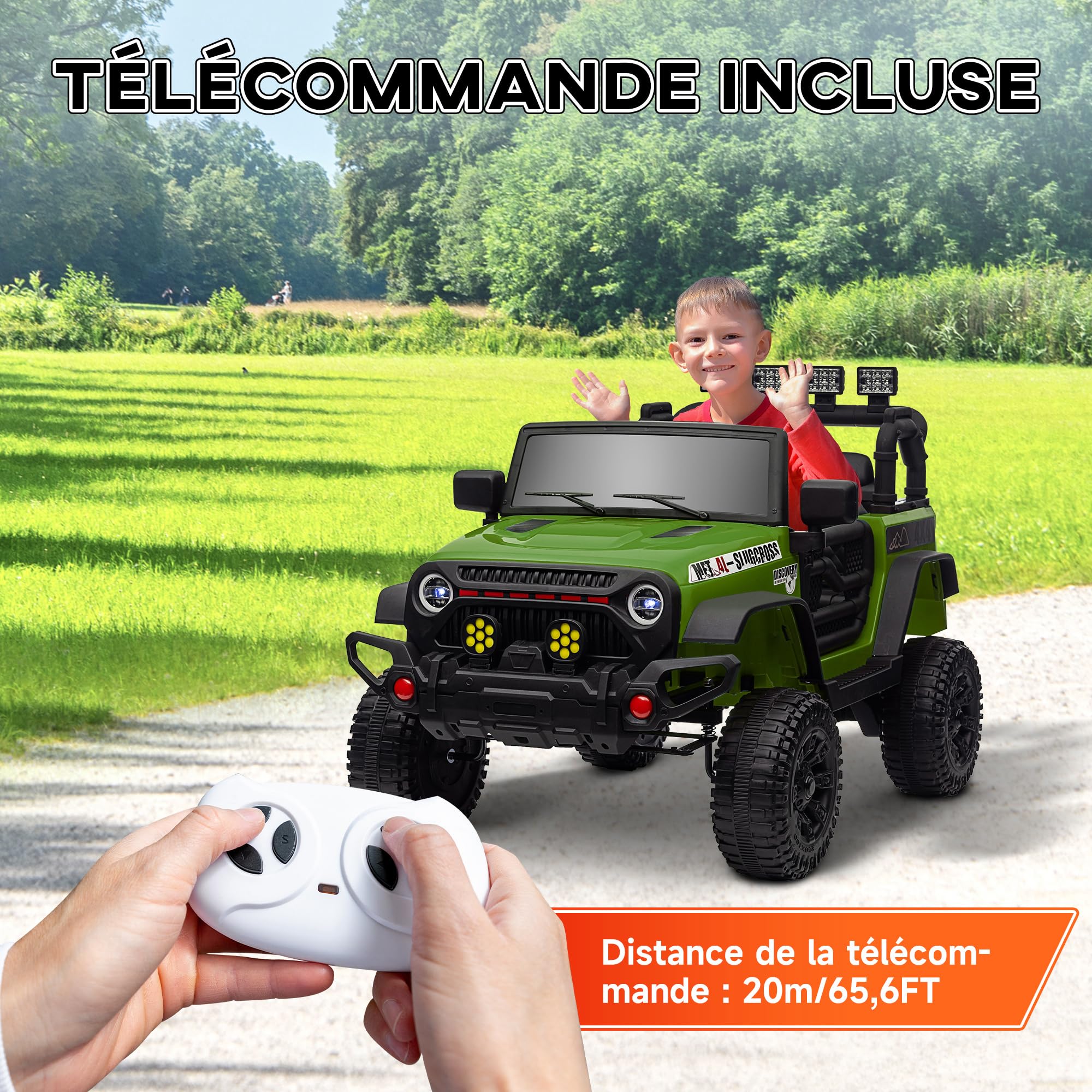 AIYAPLAY UTV Elettrico per Bambini 3 Velocità 2 Motori 12V Verde