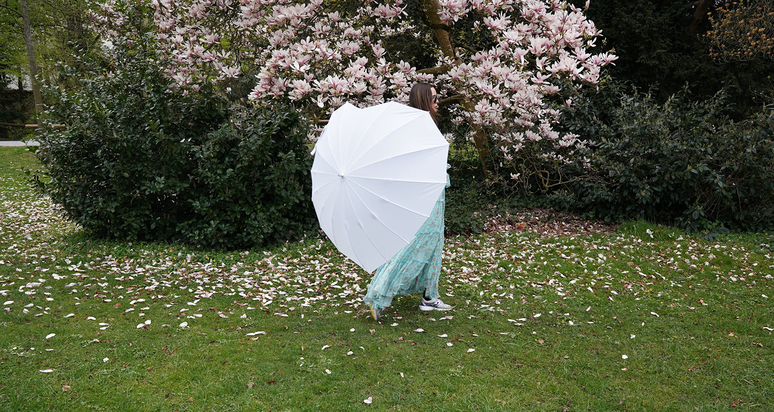 VON LILIENFELD Parasol damski parasol przeciwsłoneczny dla panny młodej parasol weselny serce biały