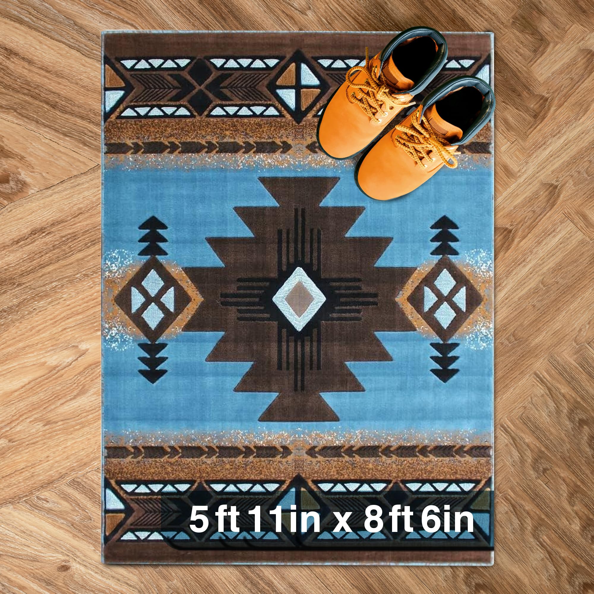 YHSF South West Native American Area Rug C318 - Easy Clean, Thick, Soft, Durable Native Tribal American Indian Inspired Rug for Bedroom/Living Room