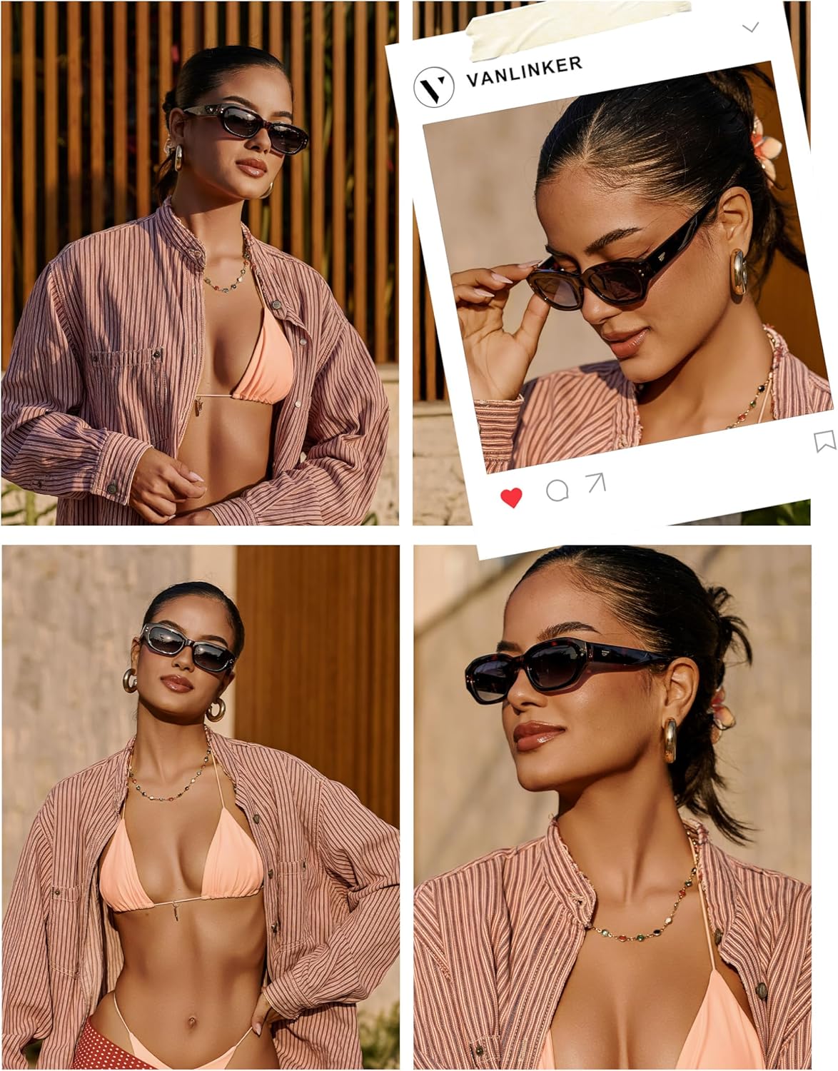 VANLINKER Hexagonal Trendy Polarized Sunglasses for women Men Retro Vintage Shades VL9874 - Image 3