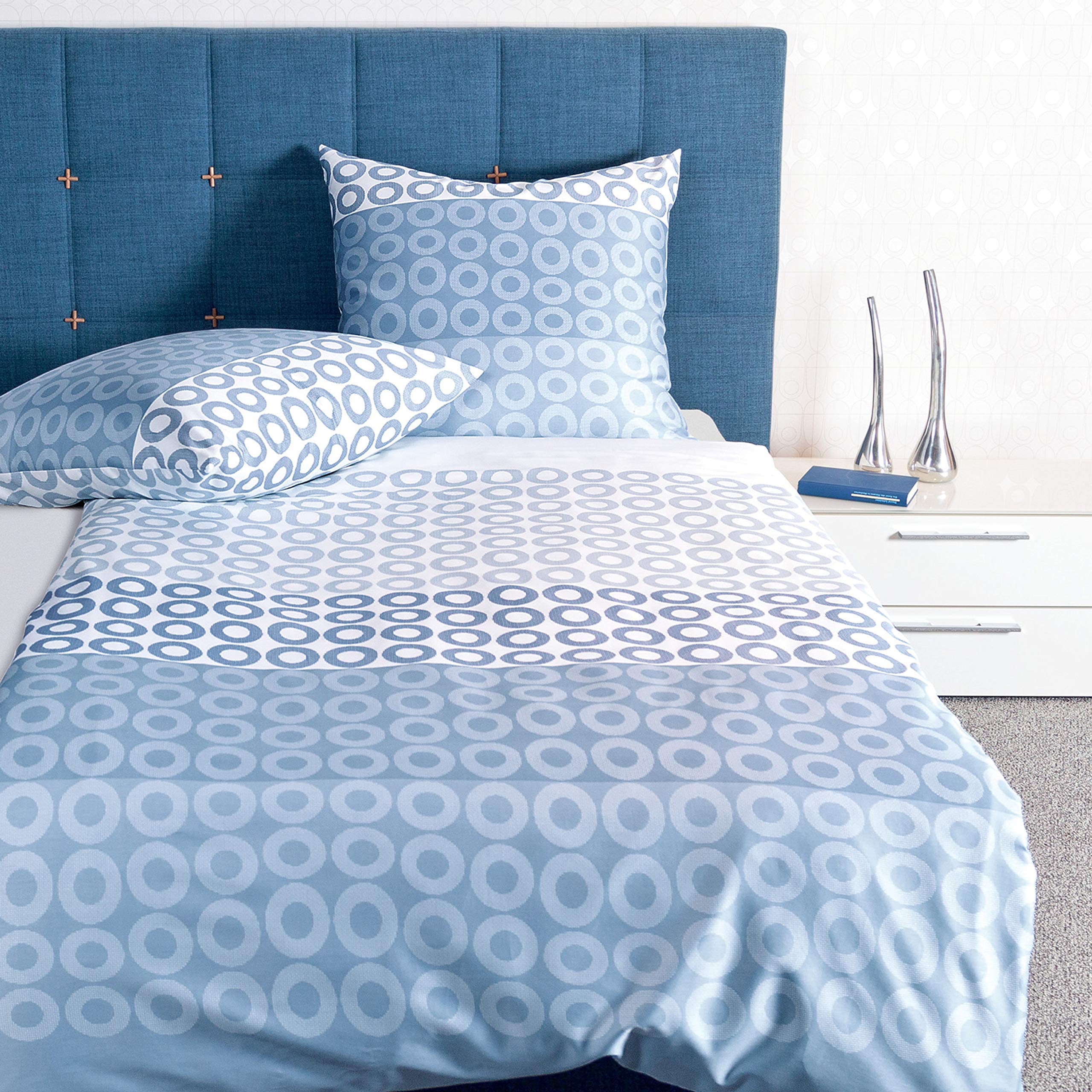 Copripiumino In Raso Makò Janine - 135x200 Cm + Federa 80x80 Cm - Cotone 100% Öko-Tex - Multicolore