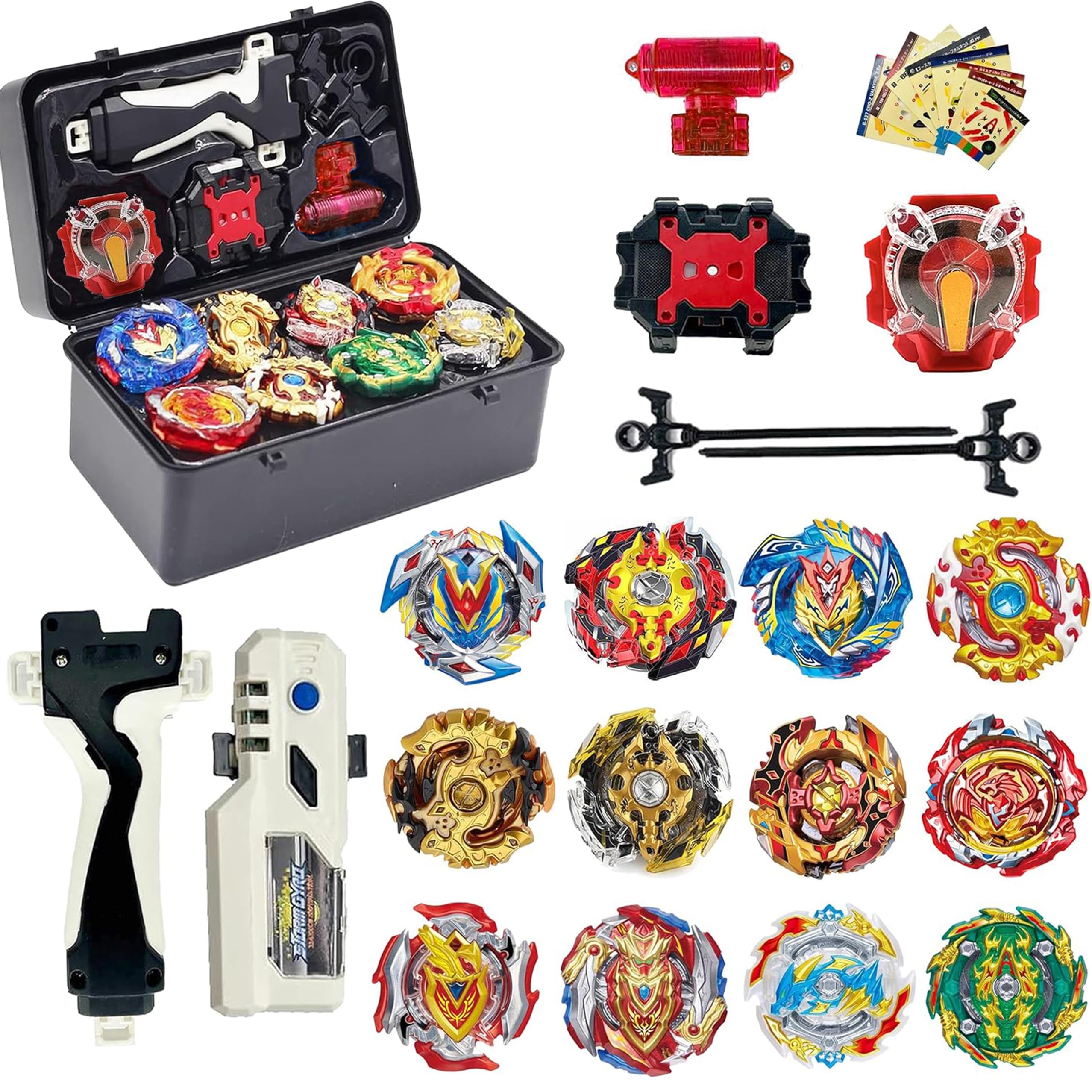 Gytobytle 12in1 Bey Spinning Tops with Box Metal Fusion Burst Blade Battling Battle Gyros Set, with Sound and Light Handle and Spark Launcher