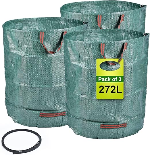 Garden Waste Bags, 3PCS 272L Heavy Duty Garden Bags with Handles Large
