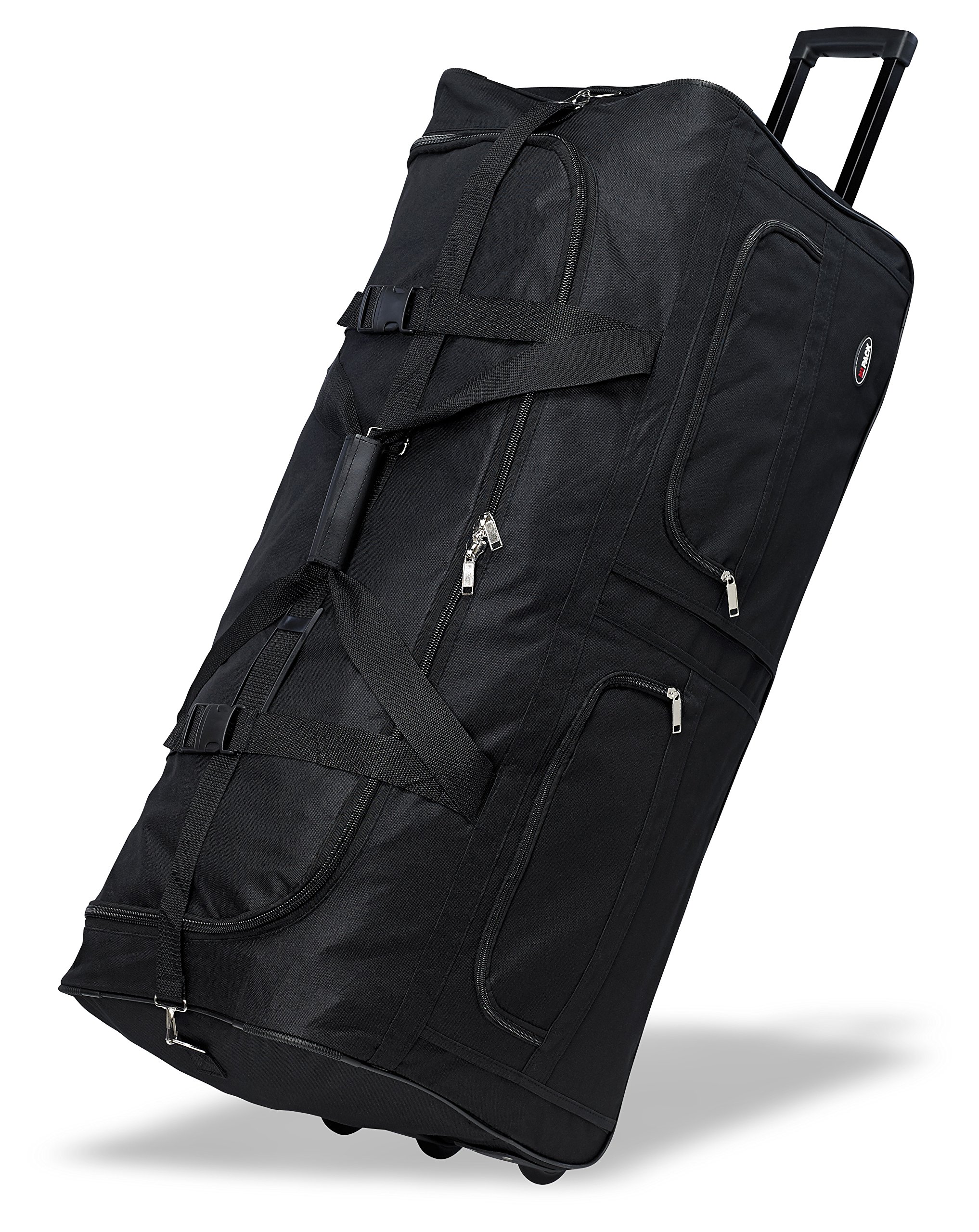 Polyester Rolling Wheeled Duffel Bag Travel Duffel on Wheel (36", Black)