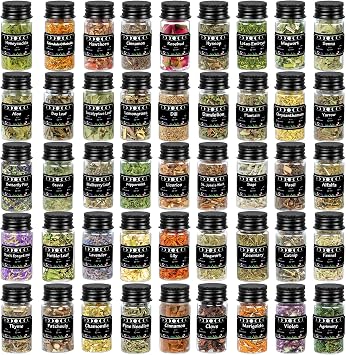 45PCS Herbs for Witchcraft - Wiccan Supplies and Tools - Witchcraft Supplies Dried Flowers Kit for Witch Beginner, Wicca Altar Supplies, Magic Spell, with Witchy Spoon, Witchy Gifts for Women
