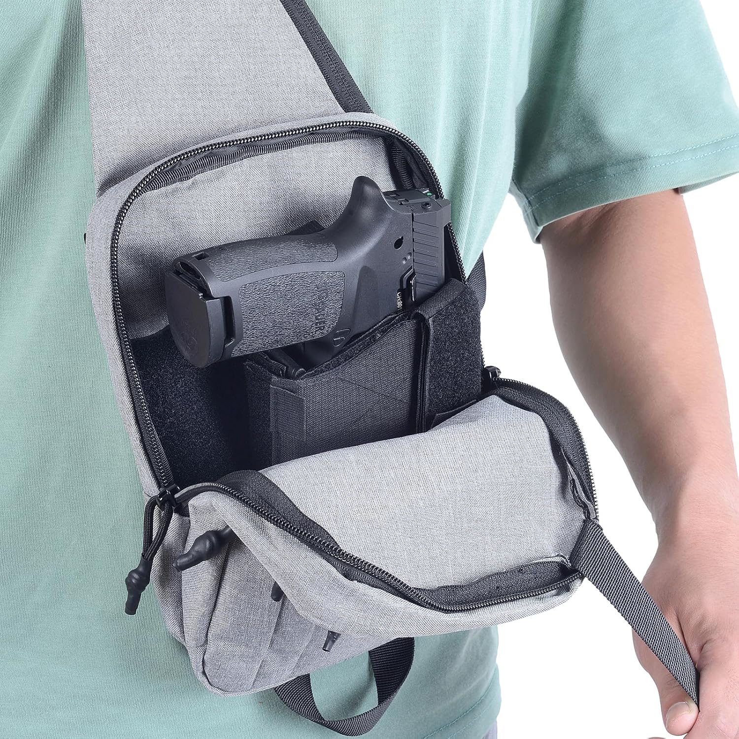 Tactical Sling Chest Bag Concealed Carry Bags with Gun Holder EDC Shoulder Crossbody Casual - Image 6