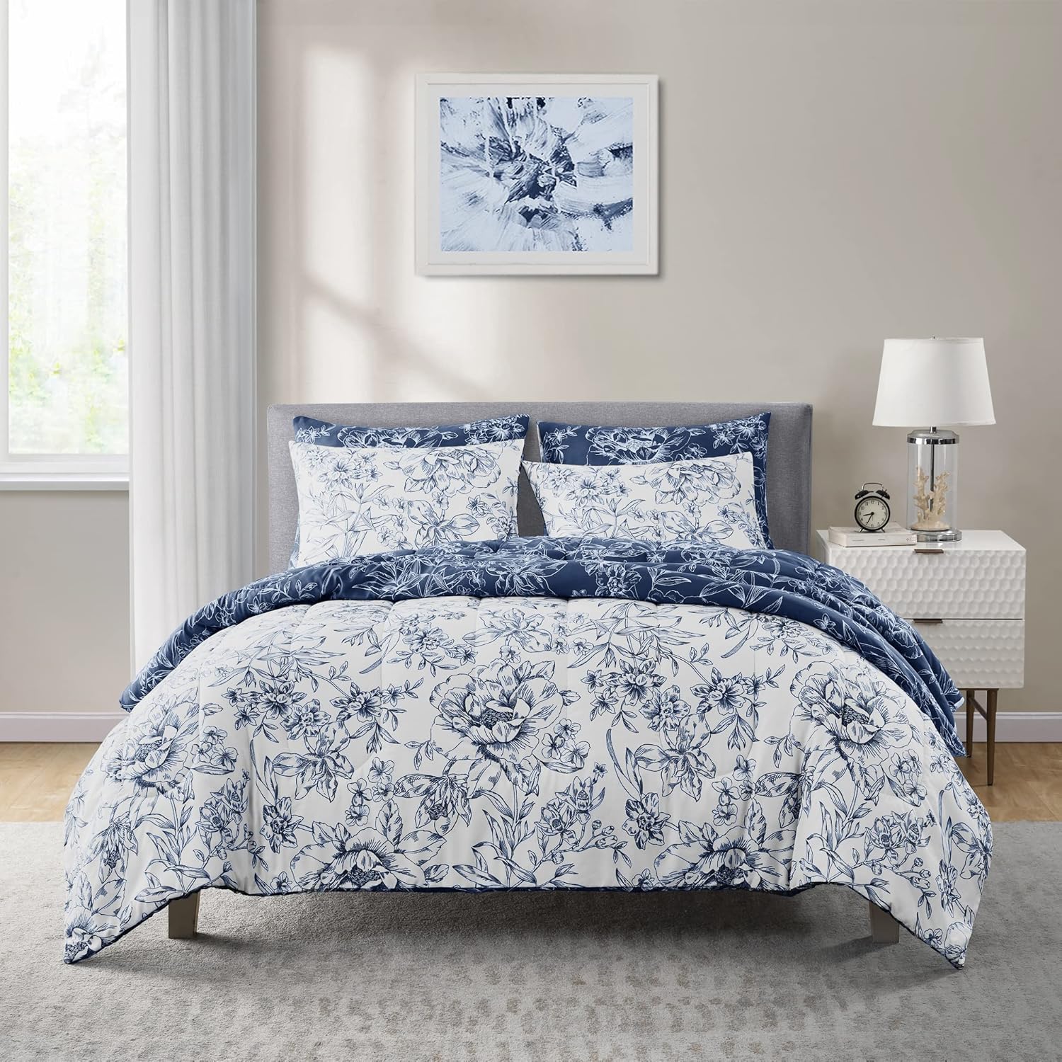 SHALALA Floral Comforter Sets King Size,BedinABag King