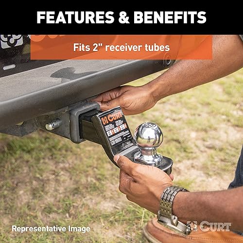 Miniatura 4 de CURT 45154 Fusion - Soporte de enganche de remolque con bola y pasador de 2 pulgadas, se adapta a receptor de 2 pulgadas, 7,500 libras, caída de 4