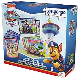Spin Master Games, PAW Patrol Puzzles 12-Pack, 24, 48, & 100 Pieces, Kids Puzzles, Featuring Chase, Marshall, Skye, Everest, Rubble, Zuma, Rocky, for Ages 4 & Up