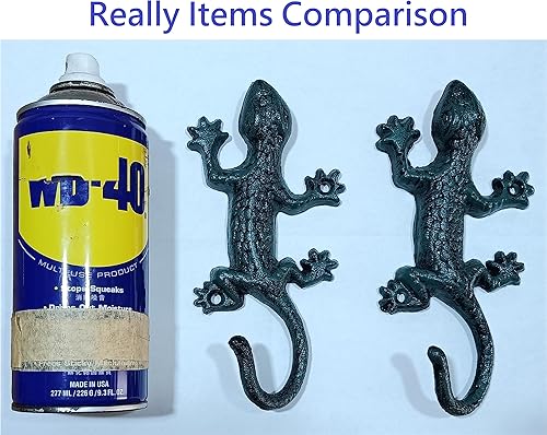 Miniatura 3 de Ganchos de pared Gecko decorativos de hierro fundido con forma de Gecko para montar en la pared, para oficina en casa, piscina, jardín, garaje,