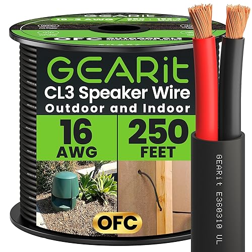 GearIT Pro Serie 14 AWG - Cable de altavoz OFC de calibre 14 AWG CL3, (100 pies 30.48 metros negro) Cobre sin oxígeno UL, clasificado CL3 para
