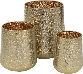 Deco 79 Aluminum Metal Indoor Outdoor Planter Pot 20", 15", 13"H, Gold