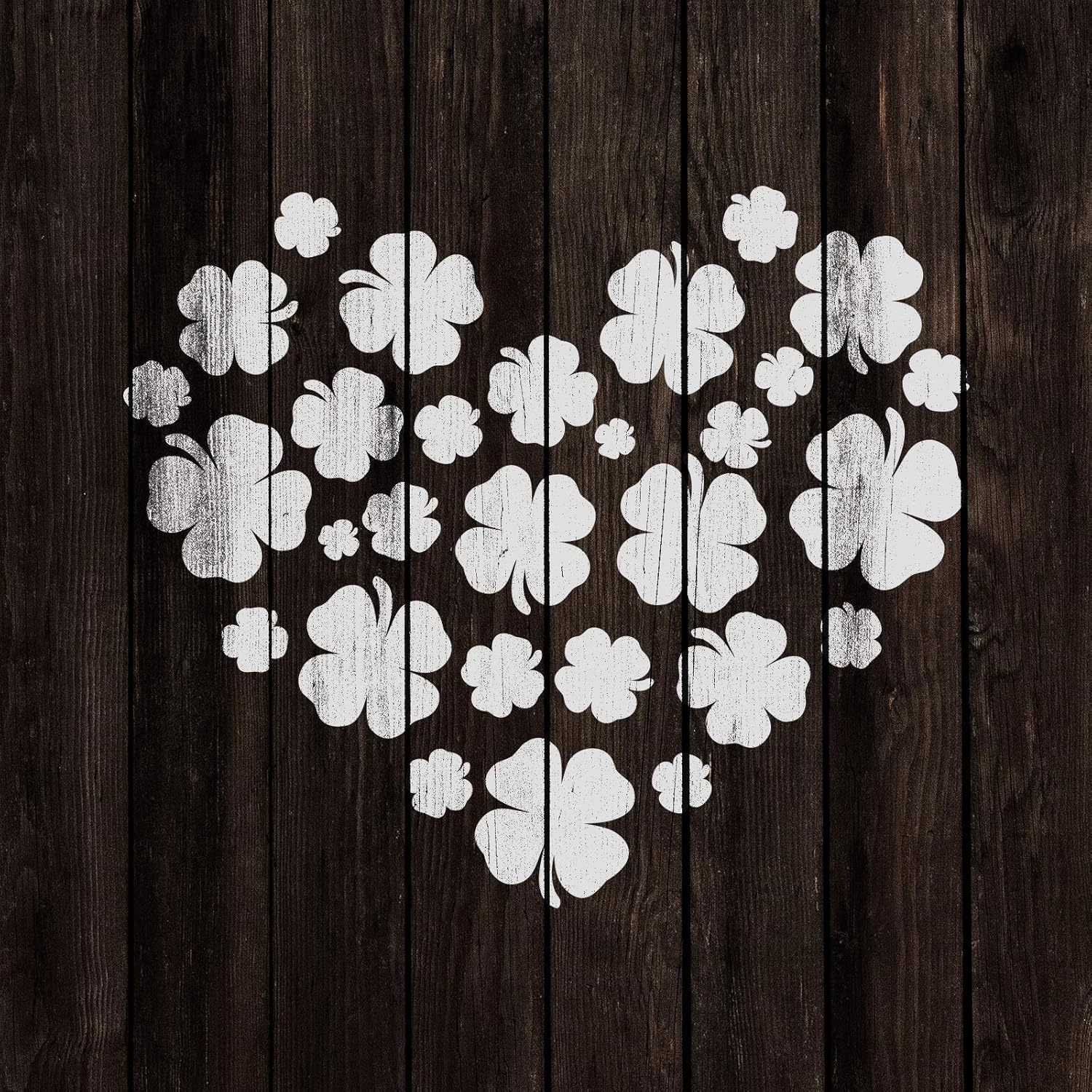 Heart Shamrocks Stencil - Shamrock Decorations, Four Leaf Clover Wall Decor, St Patricks Day Stencils for Fabric, Four Leaf Clover Home Decor, Four Leaf Clover Craft Ideas