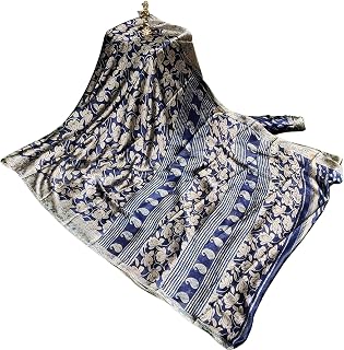 Women's Navy Blue Chiffon Saree With Blouse Piece