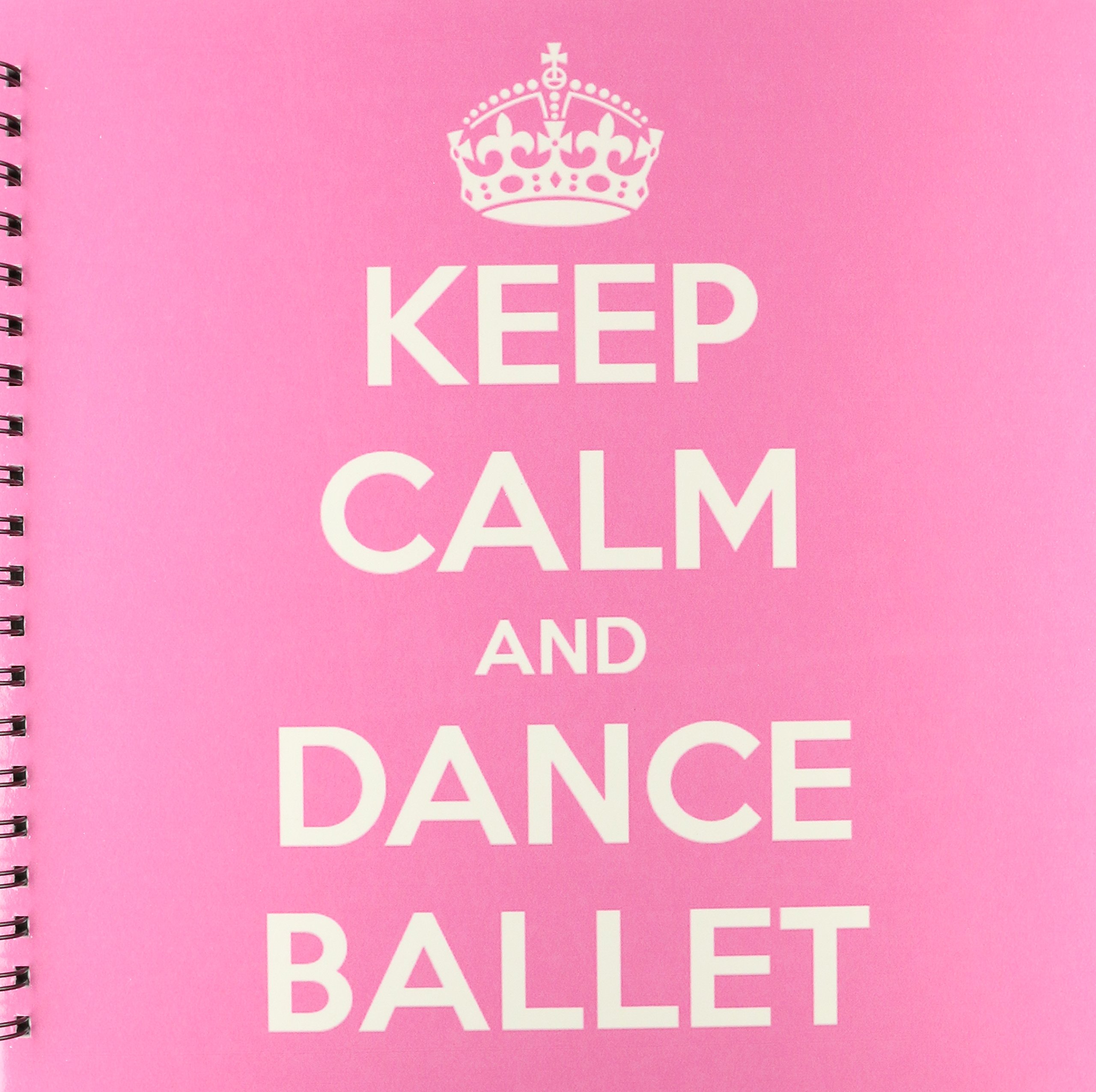 3dRose db_163927_2 Keep Calm and Dance Ballet Pink and White Ballerina Memory Book, 12 by 12-Inch