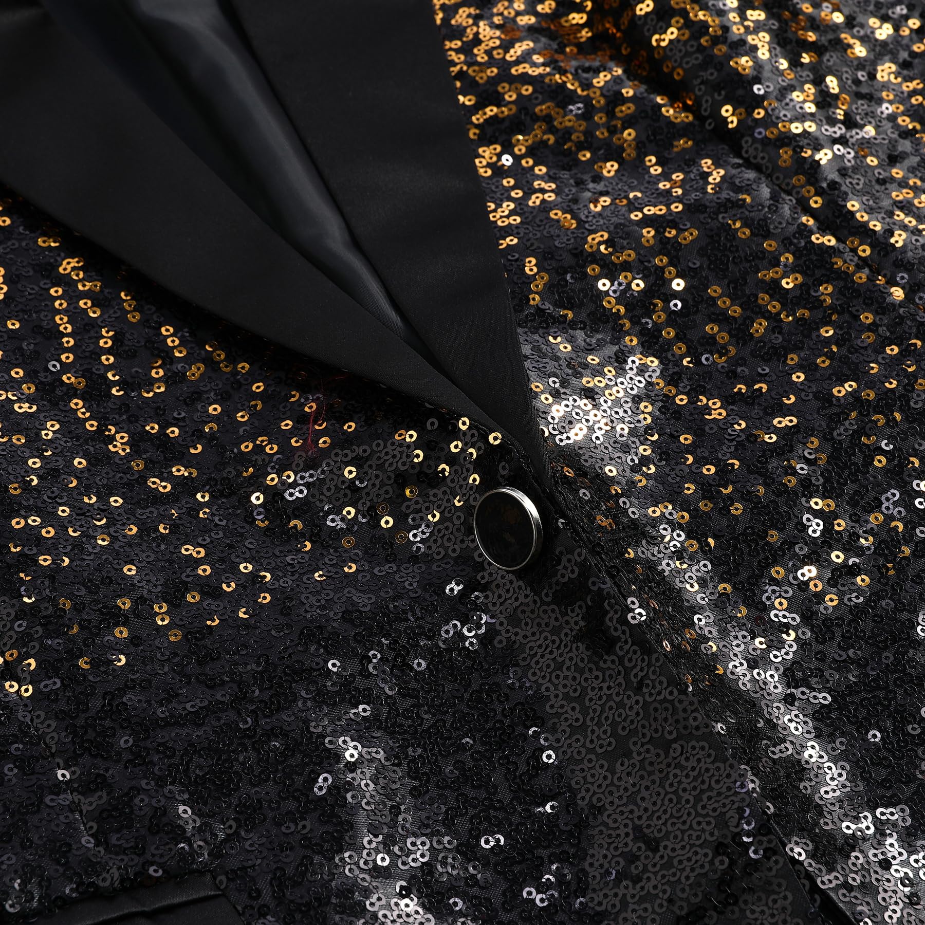 YFFUSHI Blazer Uomo con Paillettes Sfumate 1 Bottone Risvolto a Spacco Lucido per Banchetto Cerimonia | Materiale con paillettes sfumate, fodera in poliestere, nessuna divisione, banchetto e abbigliamento da festa
