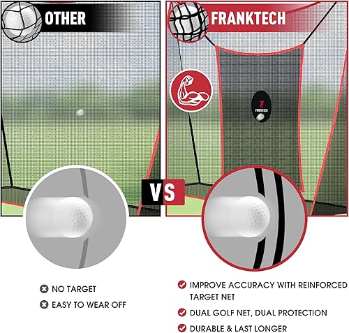 Miniatura 3 de FRANKTECH Red de práctica de golf, red de campo de conducción resistente con objetivo de astillado de alto impacto, incluye bolsa de transporte y