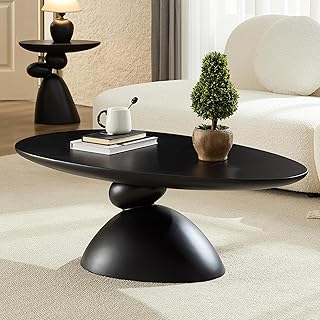 Oval Sculptural Coffee Table for Scandinavian Living Rooms, Minimalist P...