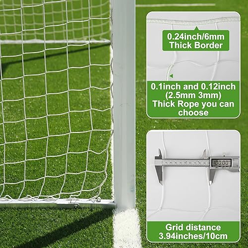 Miniatura 5 de 3mm Thicker Soccer Net, Full Size Soccer Goal Net, Durable Polyethylene Football Net with Installation Accessories,24 x 8ft  18 x 6.5ft  10 x 6.5ft