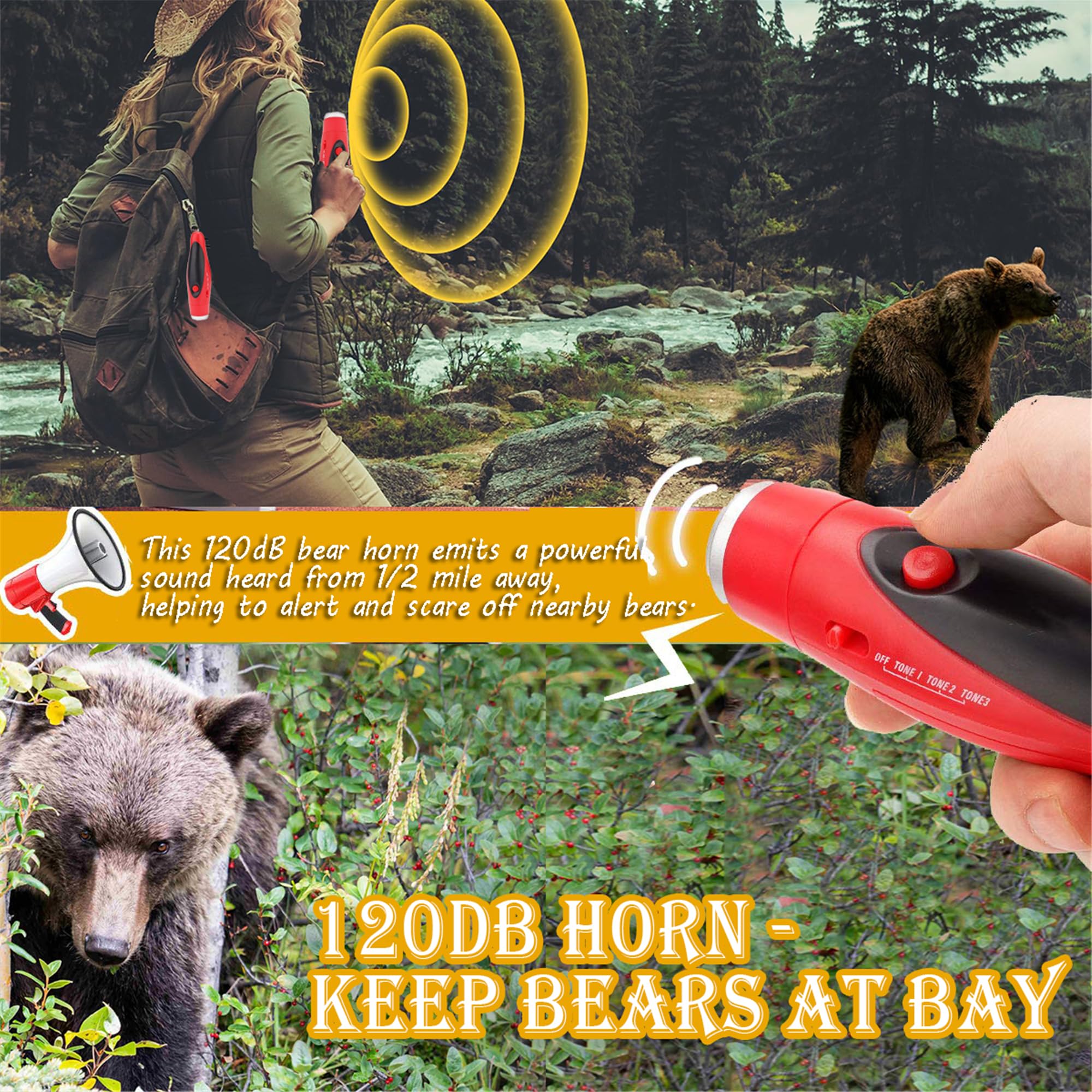 BEAR db EARページ no.1 Amazon.com: JIUSAIRUI 120dB Electronic Bear Horn to Scare Bears