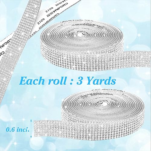 Miniatura 23 de Tiras autoadhesivas de diamantes de imitación de color azul lago, 3 yardas con diamantes de imitación de 0.079 pulgadas para decoración de auto