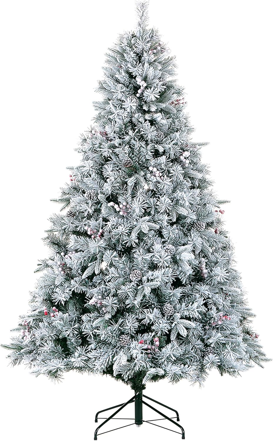 LordofXMAS Artificial 9 Foot Christmas Tree White Flocked Prelit with LED Lights