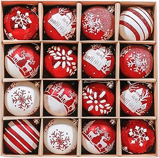 Valery Madelyn クリスマス オーナメント 大きめ 8cm 16個入り レッド ホワイト 赤 赤白 バレンタイン オーナメント クリスマス ツリー 飾り 飾り付け プロポーズ 告白 結婚 店舗装飾 おしゃれ ゴージャス