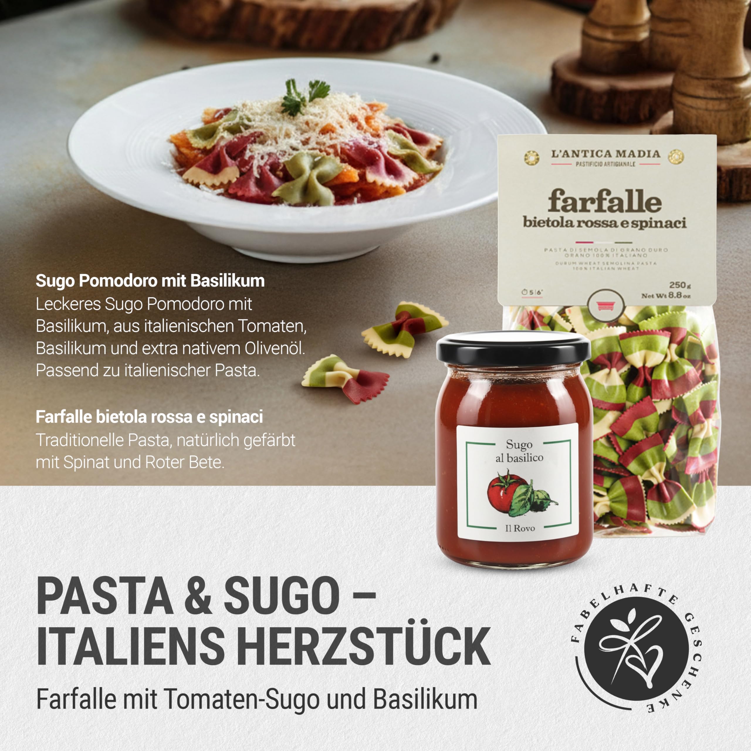 Danke-Präsentkorb Italia gefüllt mit Rotwein & italienischen Delikatessen Geschenkkorb