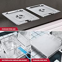 Vista 3 de Freidora plateada con termómetro, freidora de propano con 2 cestas y tapas de acero inoxidable, temperatura ajustable con perillas de regulación