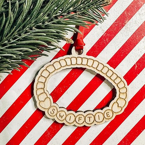 Swift Merch, Taylor's Bracelet Christmas ornament decoration, Gift for everyone, Laser Engraved Wooden Natural Memorabilia, BFCM, Christmas Tree