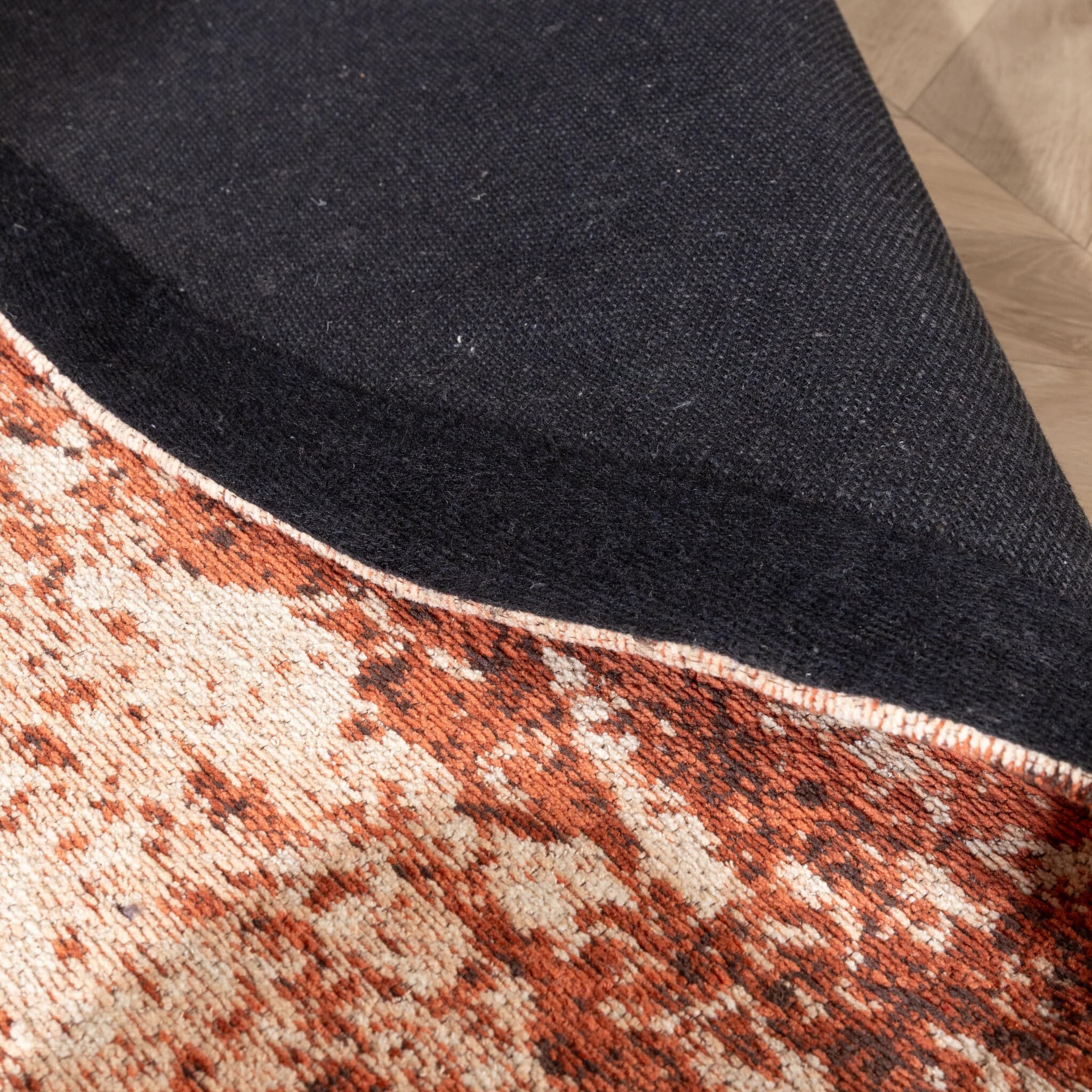 FRAAI | Home & Living Tapis de Salon Rond Abstrait - Candice Terracotta - Poil Court - Rond - Ø 120cm