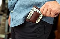 Vista 7 de Bosca Cartera de cuero con bolsillo frontal de lujo para hombre, Marrón oscuro