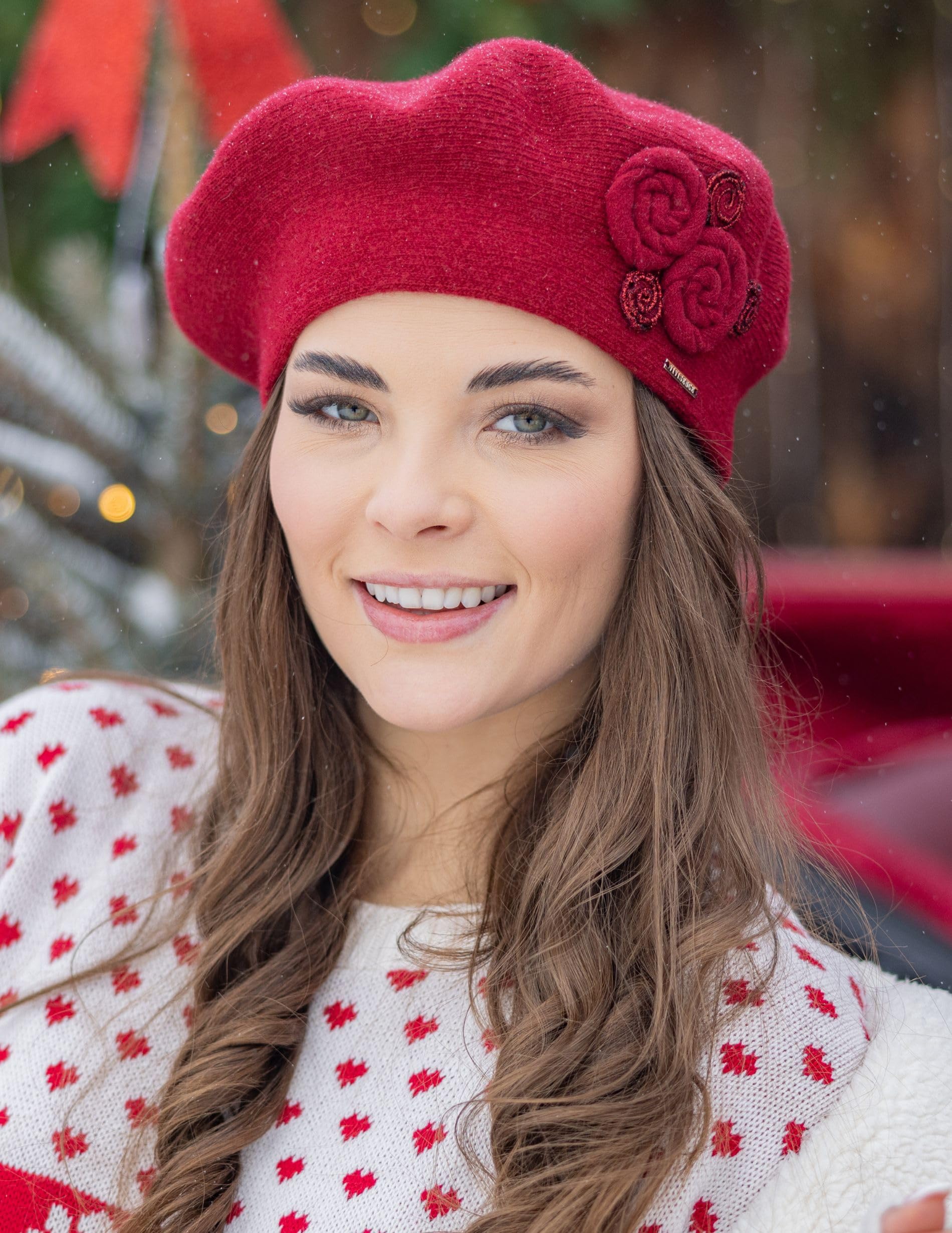 Vivisence Boina De Mujer para Invierno Otoño Elegante para Damas Tejido Cálido Otoño E Invierno Ajuste Estilo Clásico Ideal para Cada Día 7037
