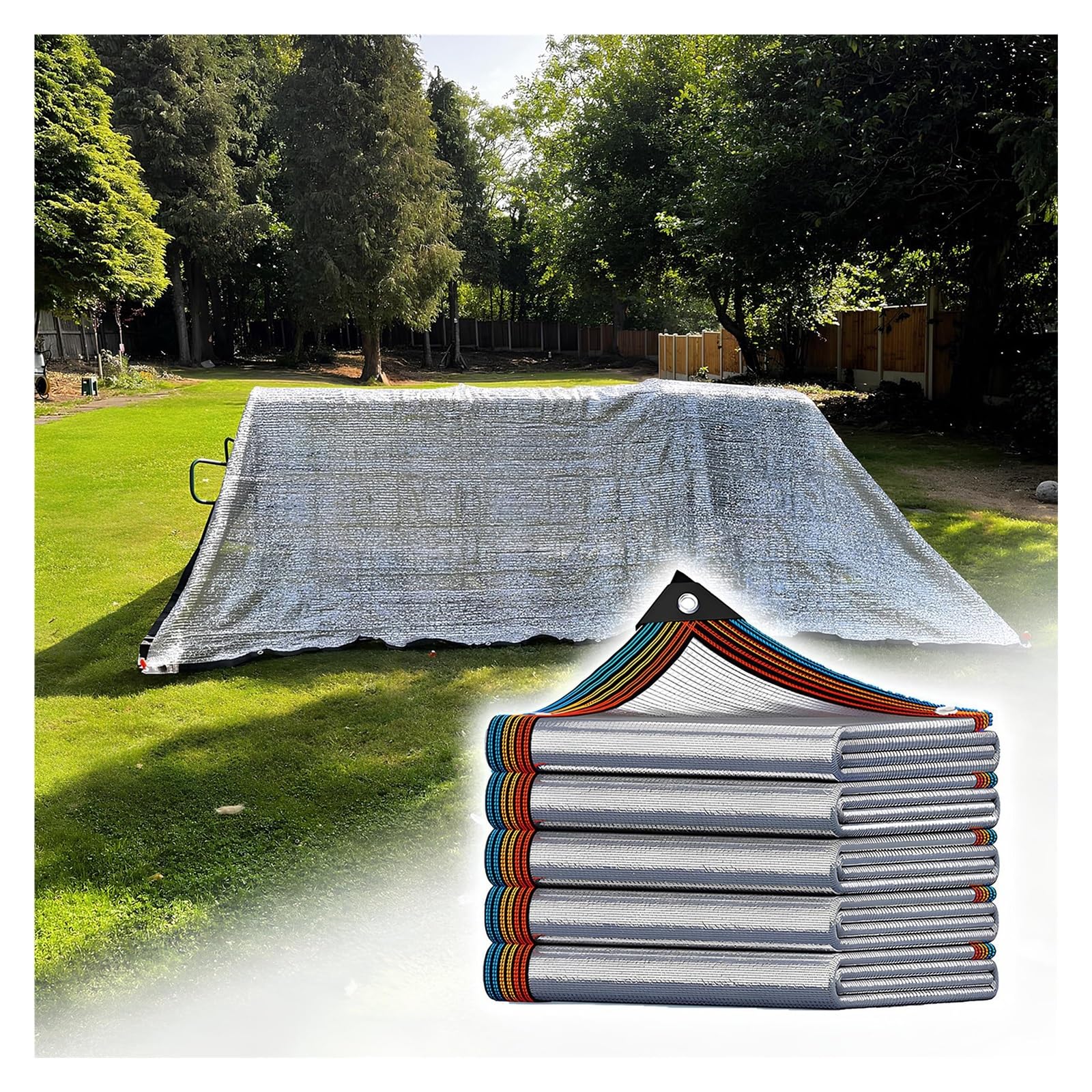 GLDYTVF 99% Reflective Mesh Tarps with GrommetsSilver Sun Shade Cover for Car Pet Garden Patio Greenhouse (3x7m/9.8x23ft) UV Protection