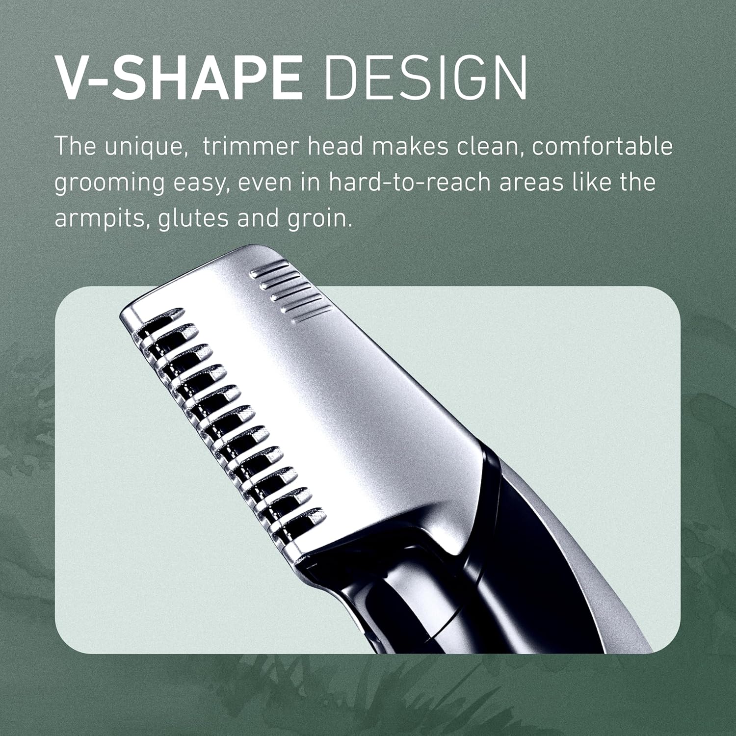 Panasonic Body Hair Trimmer for Men, Cordless Waterproof Design, V-Shaped Trimmer Head with 3 Comb Attachments for Gentle, Full Body Grooming, ER-GK60-S (Silver) - Image 6