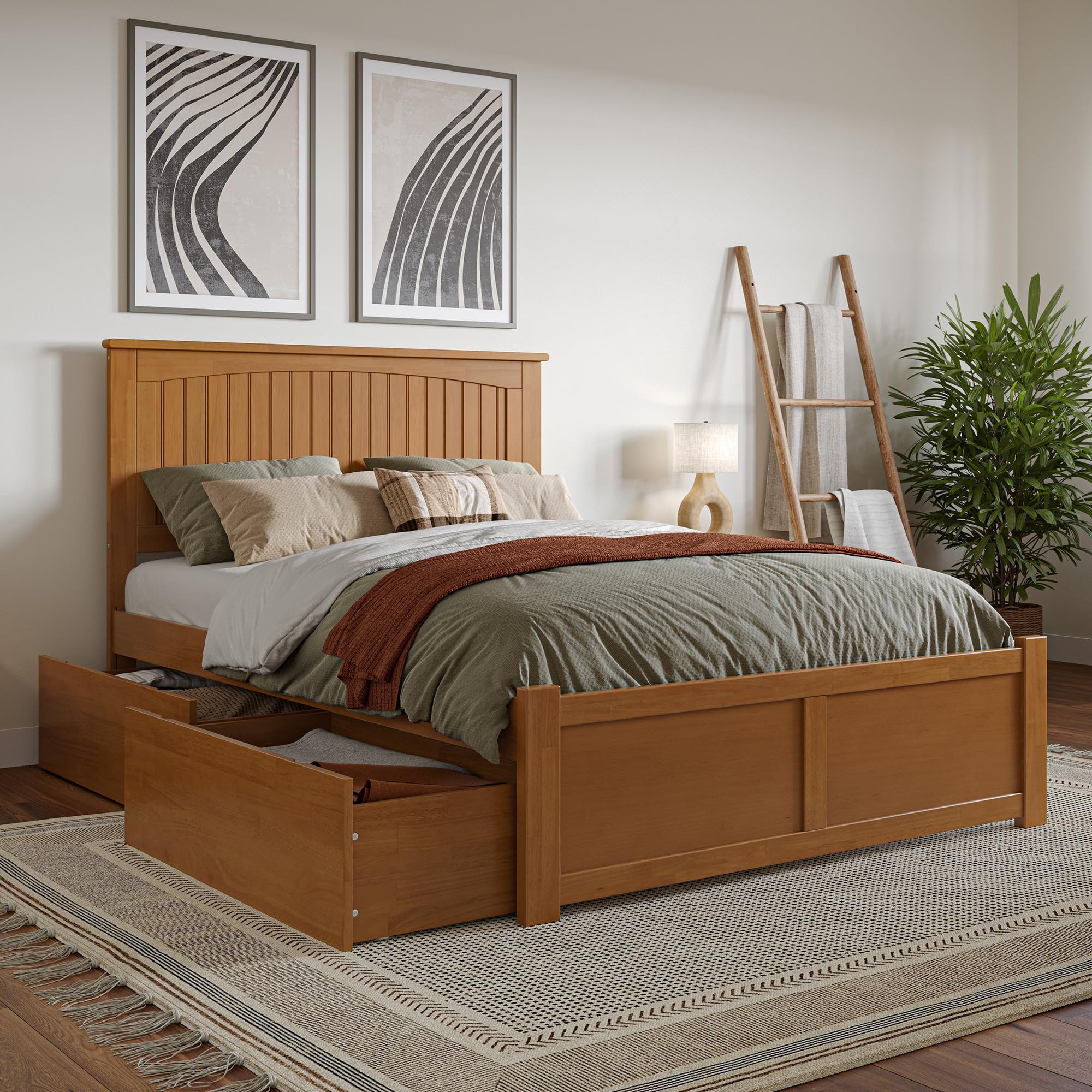 Photo 1 of AFI, Nantucket Twin XL Storage Platform Bed with Footboard, Light Toffee