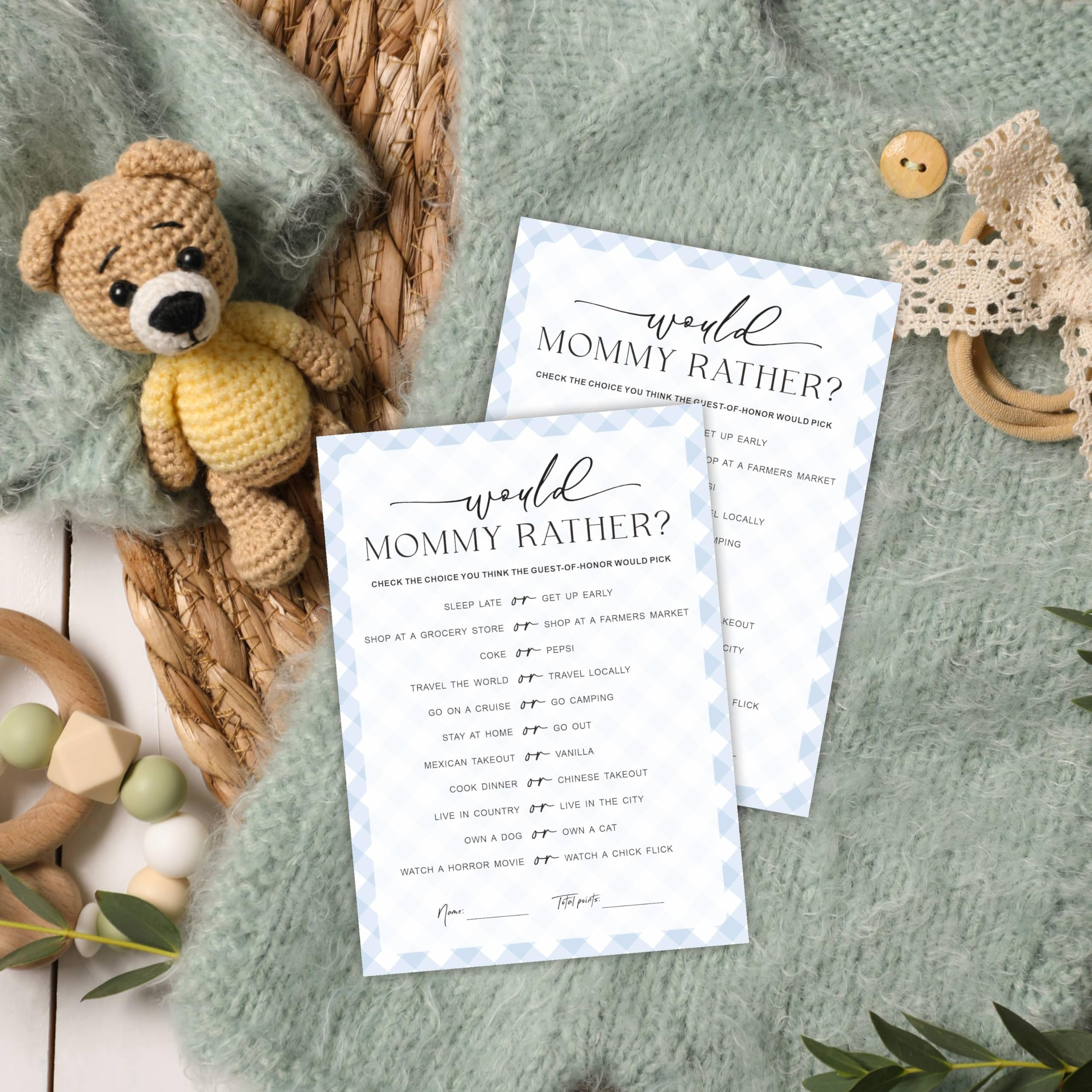 'Would Mommy or Daddy Baby Shower' karty do gier, zabawne gry dla chłopca lub dziewczynki, neutralny pod względem płci, nowoczesny, minimalistyczny design, zajęcia imprezowe, 30 kart 12,7 x 18 cm