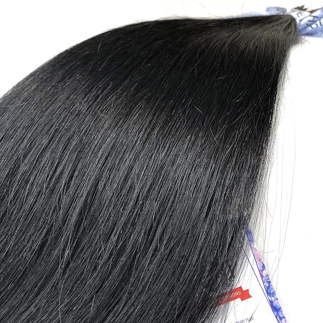 GOOFIT Nano Tip Hair Extensions Nano Beads Human Hair Remy Hair Nano Ring - 1g/s, 50s/pack - (16" #01 Jet Black)