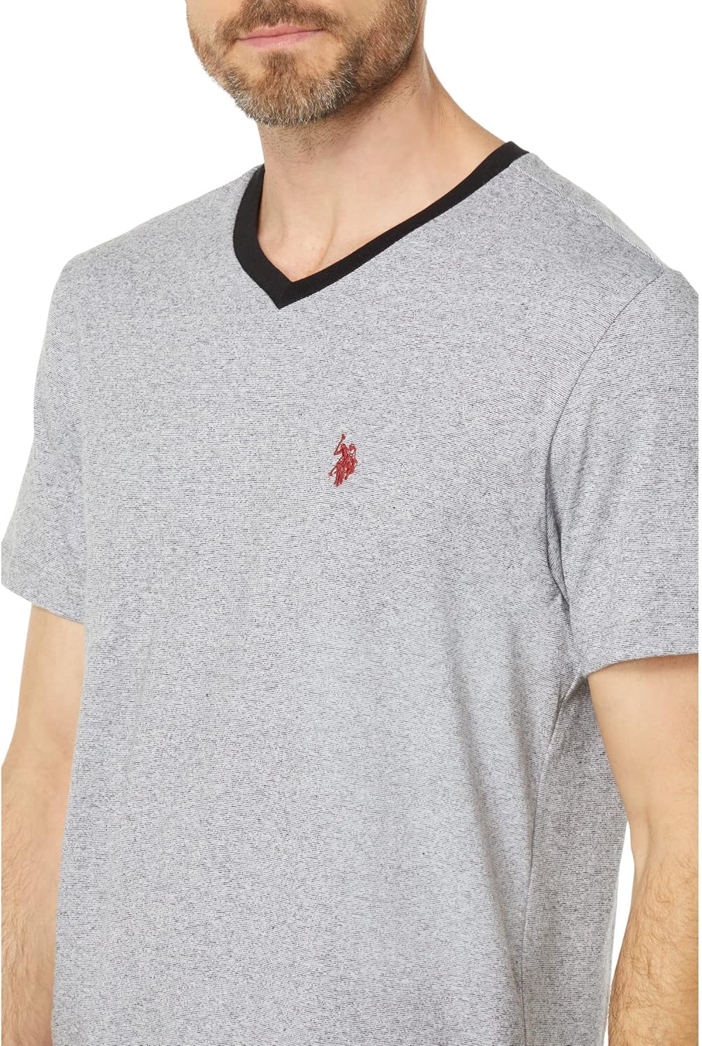 U.S. Polo Assn. Short Sleeve Yarn-Dye EOE Jersey V-Neck Tee Black SM - Image 3