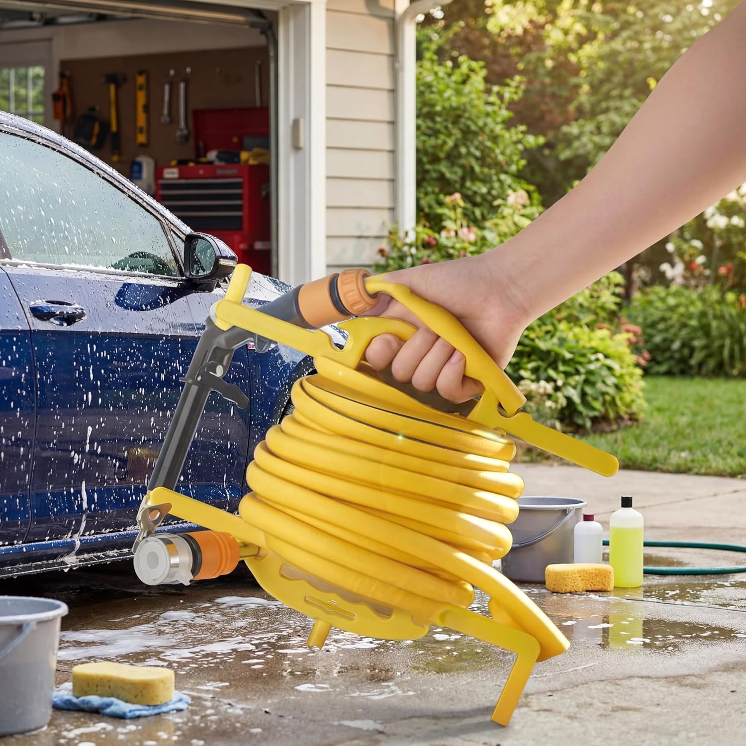 Kingdder 4 Pack Extension Cord Reel Organizer 100 ft - Heavy Duty ABS Cable Storage Reel with Handle, H-shape Cord Winder for Power Cords Garden Hoses Ropes - Portable Hose Organizer for Garage