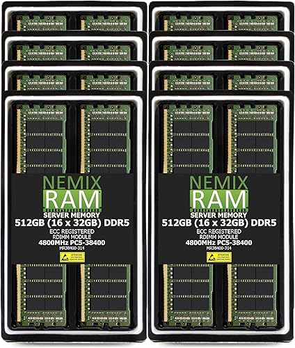 Miniatura 7 de Memoria NEMIX RAM de servidor RDIMM NEMIX RAM registrada de 32 GB 1X32 GB DDR5 4800 MHZ PC5-38400 1Rx4 1.1V CL40 288-PIN ECC