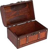 Vista 2 de Trademark Innovations Small Wood and Leather Decorative Chest