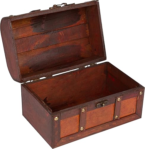 Miniatura 2 de Trademark Innovations cofre decorativo pequeño, de madera y cuero