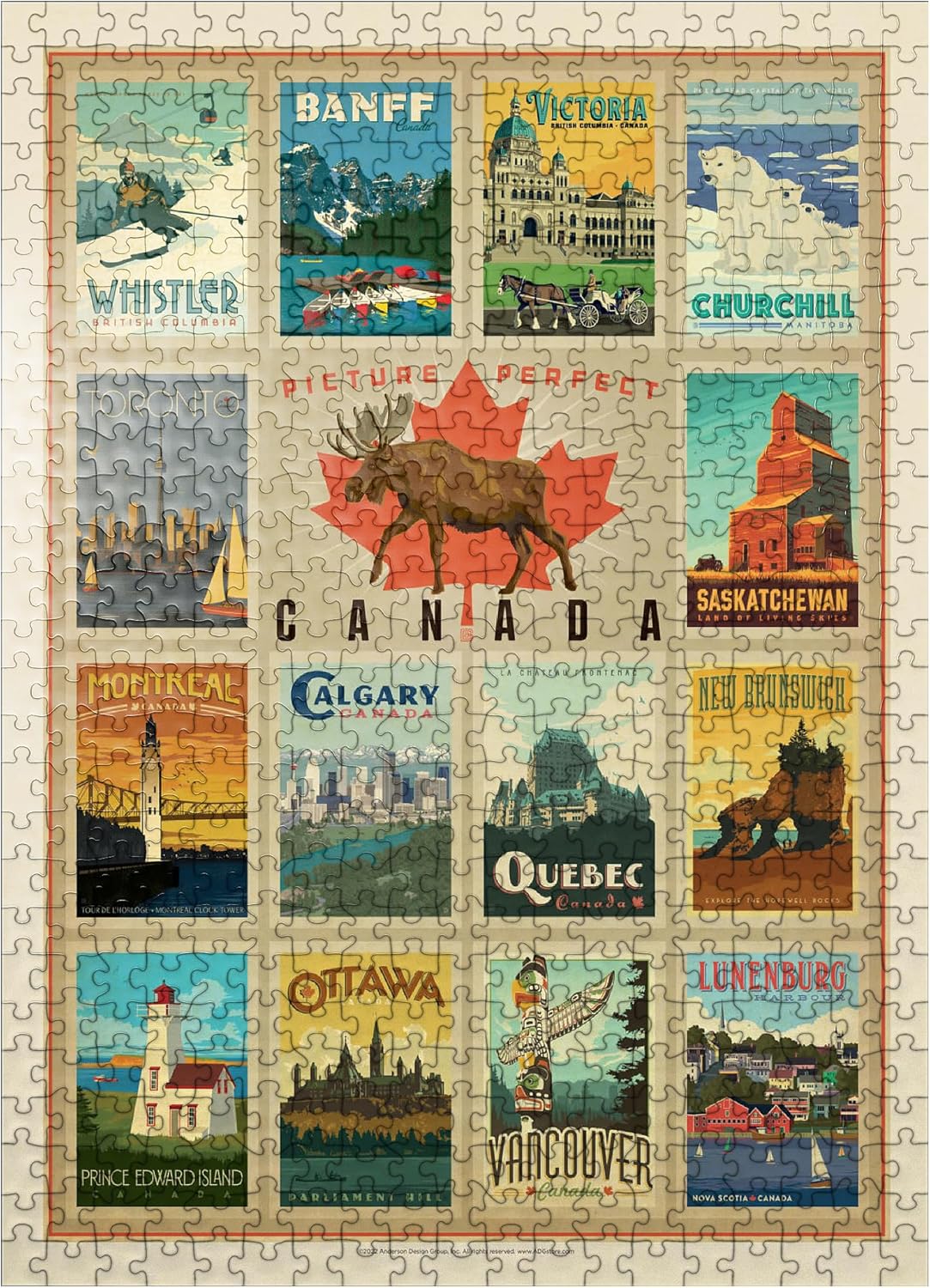 MyPuzzle Canada Travel, Collage, Vintage Poster - Premium 500 Piece Jigsaw Puzzle for Adults
