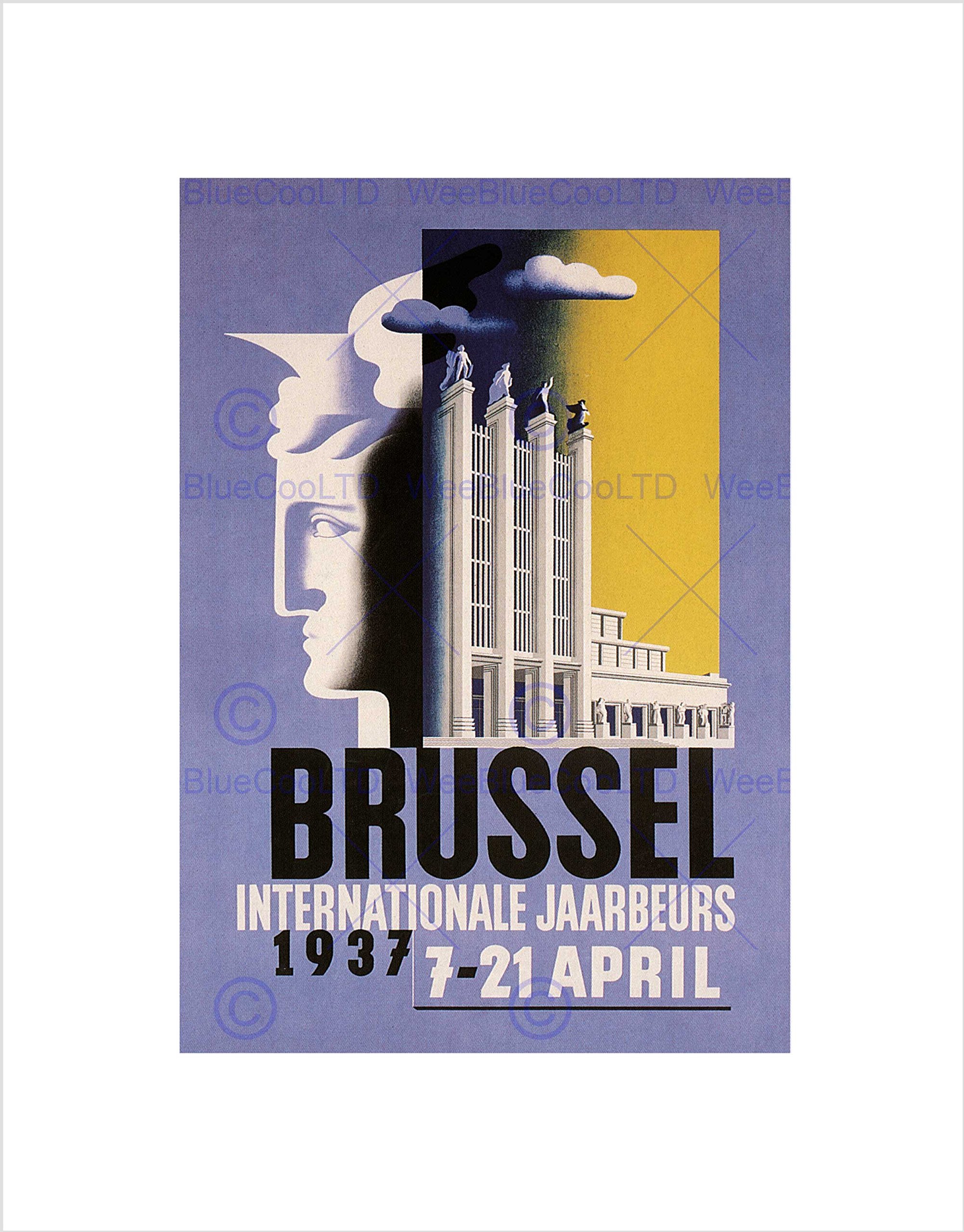 Wee Blue Coo Brussels Annual International Fair Belgium Vintage Ad Wall Art Print