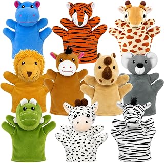 10 PCS Plush Hand Puppets Set Soft Stuffed Animals Puppet