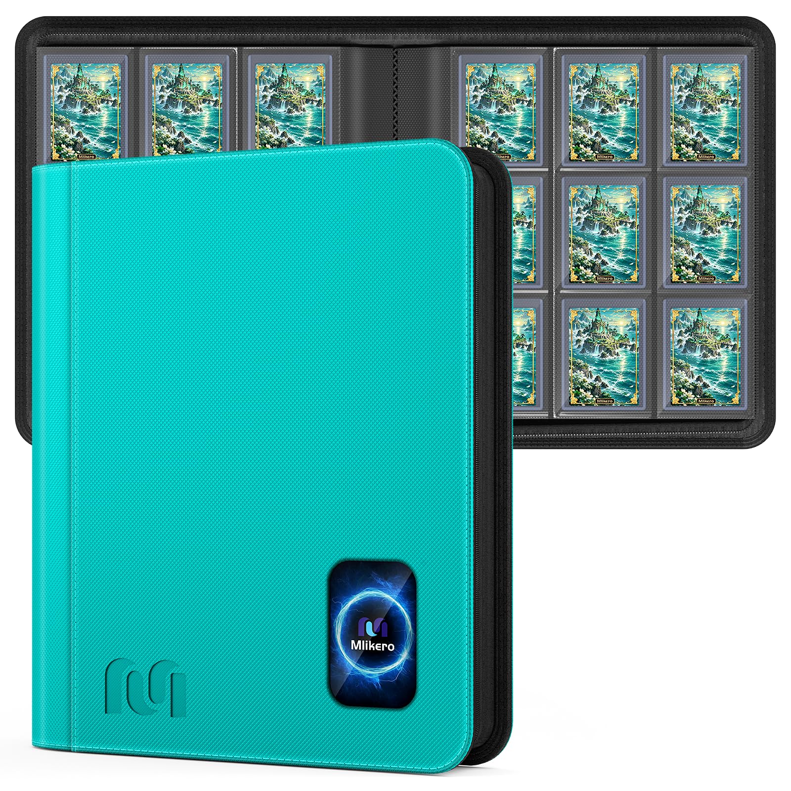 Mlikero 9 Pocket Card Binder, Holds 360 Hard Plastic Card Sleeves, Teal — image 1