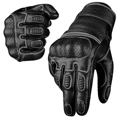 J.A.G. Motorcycle Gloves - Premium Leather Perforated Motorcycle Gloves for