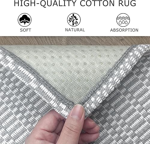 Miniatura 3 de KOZYFLY Alfombra lavable de 4 x 6 pies, con parte trasera de goma, para entrada, dormitorio, alfombra bohemia de entrada, alfombra trenzada de