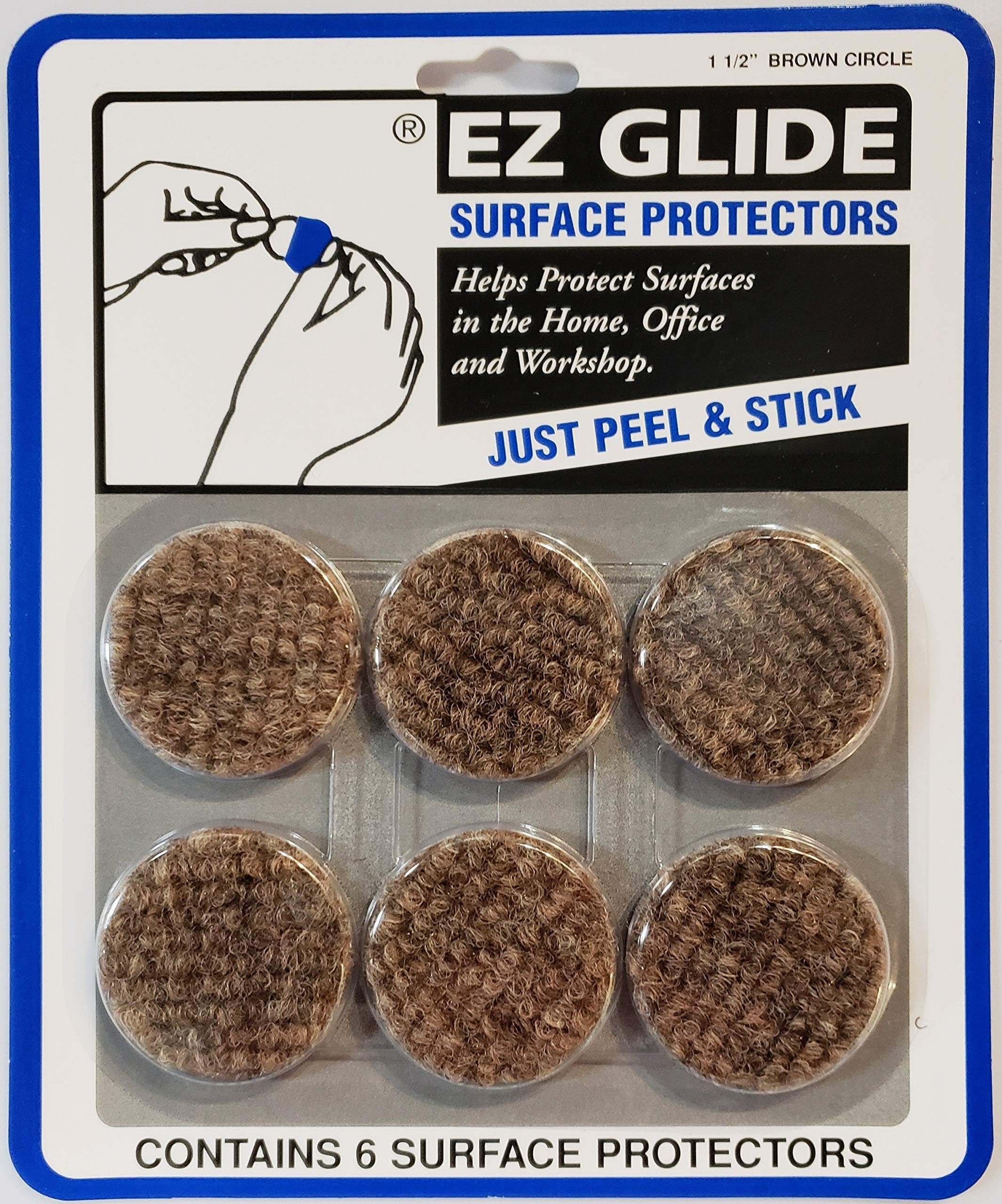 EZ Glide Surface Protectors 1 1/2" Brown Circle Chair Pads